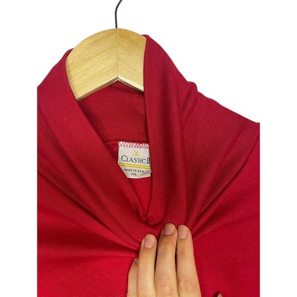Vintage Red Turtleneck XL Long-Sleeve Union Made Classic 70s 80s Normcore Unisex - Picture 3 of 4